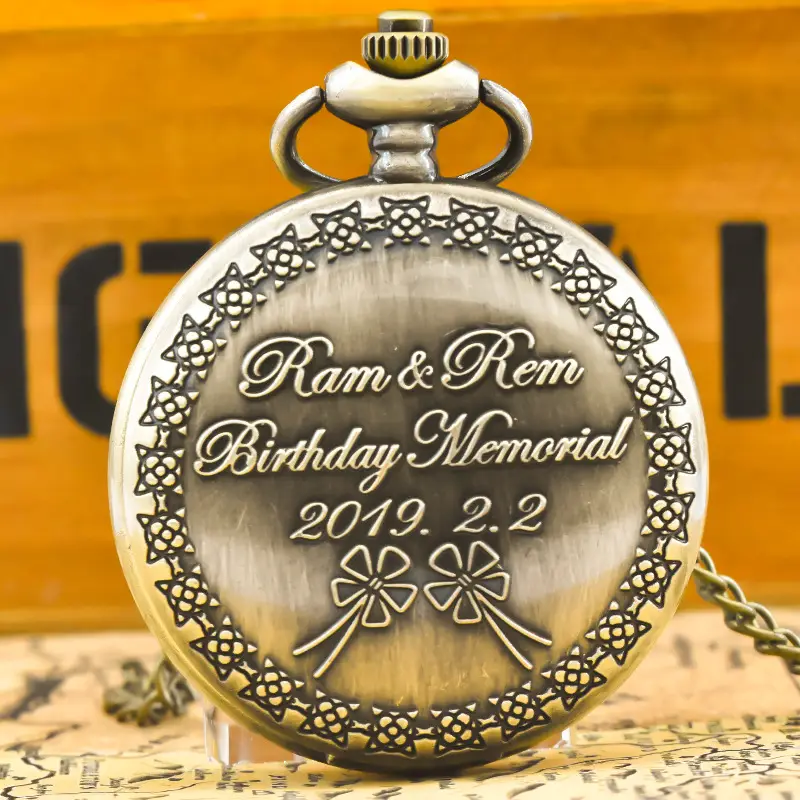 Ram & Rem Birthday Memorial Pocket Watch Bronze