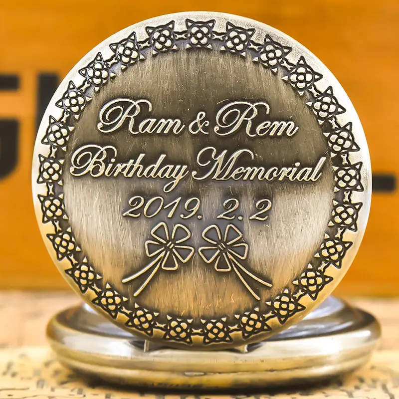 Ram & Rem Birthday Memorial Pocket Watch Bronze