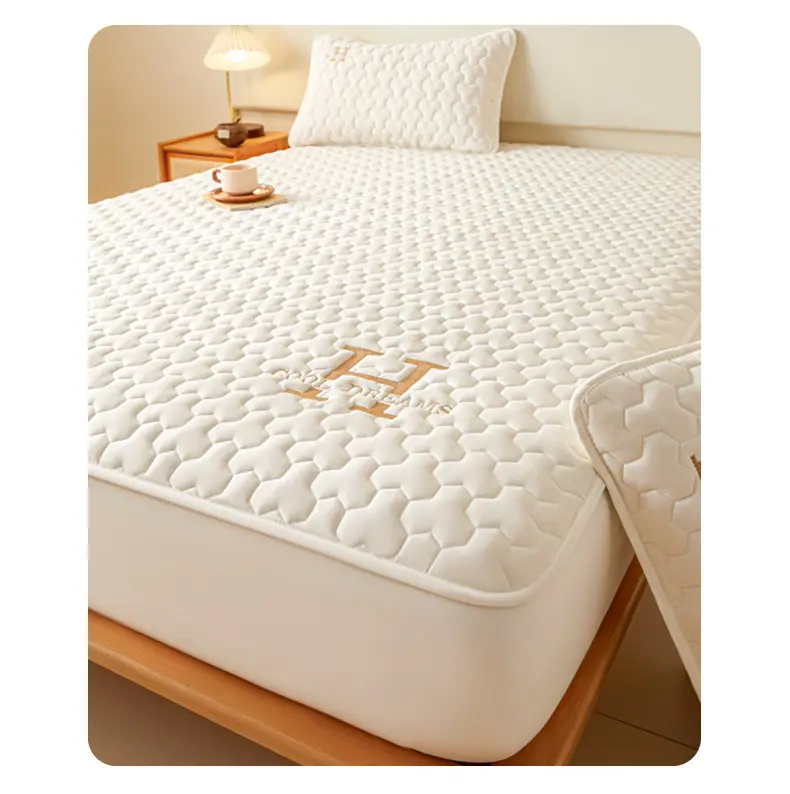 Cross-Border Quilted Waterproof Fitted Sheet Single Piece Thickened Bed Cover Set All-Inclusive Bed Cover Pure Bed Three-Piece Set Mattress Protector — feature 12