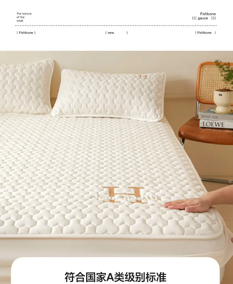 Cross-Border Quilted Waterproof Fitted Sheet Single Piece Thickened Bed Cover Set All-Inclusive Bed Cover Pure Bed Three-Piece Set Mattress Protector — feature 4