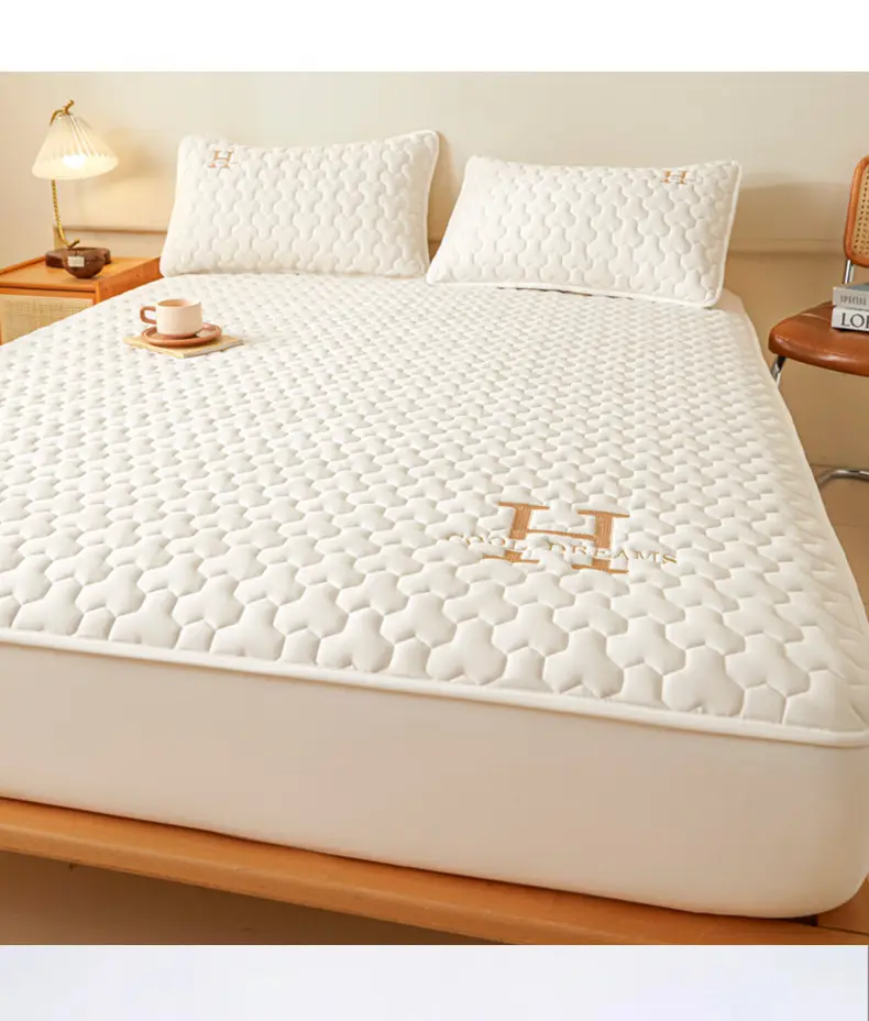 Cross-Border Quilted Waterproof Fitted Sheet Single Piece Thickened Bed Cover Set All-Inclusive Bed Cover Pure Bed Three-Piece Set Mattress Protector — feature 9