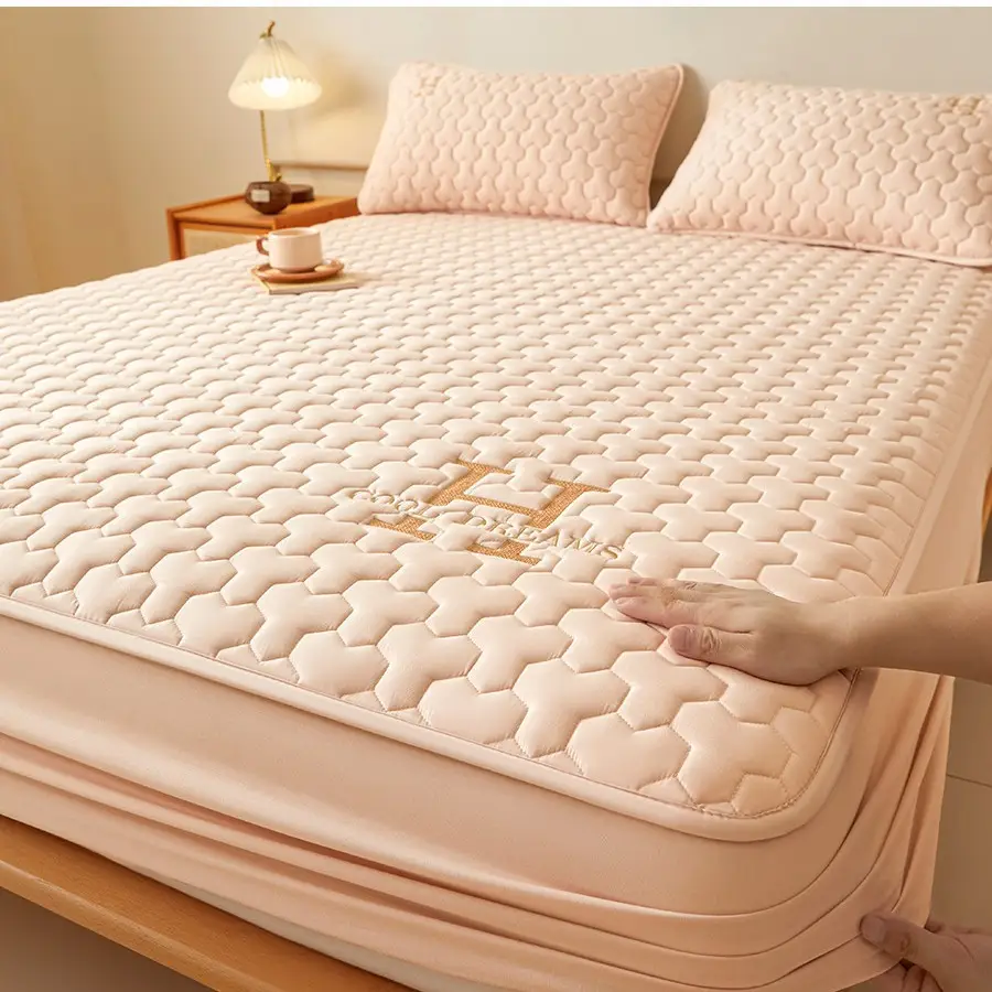 Cross-Border Quilted Waterproof Fitted Sheet Single Piece Thickened Bed Cover Set All-Inclusive Bed Cover Pure Bed Three-Piece Set Mattress Protector