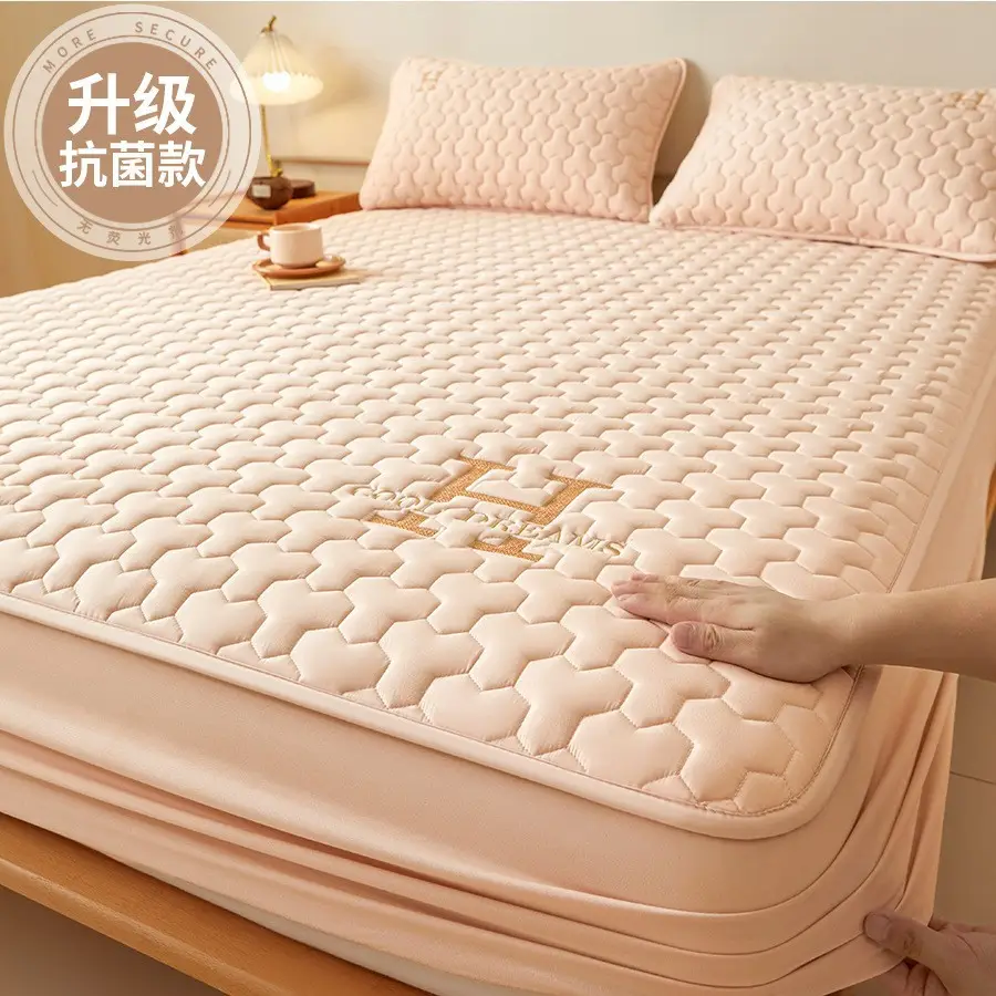 Cross-Border Quilted Waterproof Fitted Sheet Single Piece Thickened Bed Cover Set All-Inclusive Bed Cover Pure Bed Three-Piece Set Mattress Protector