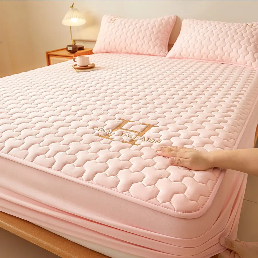 Cross-Border Quilted Waterproof Fitted Sheet Single Piece Thickened Bed Cover Set All-Inclusive Bed Cover Pure Bed Three-Piece Set Mattress Protector
