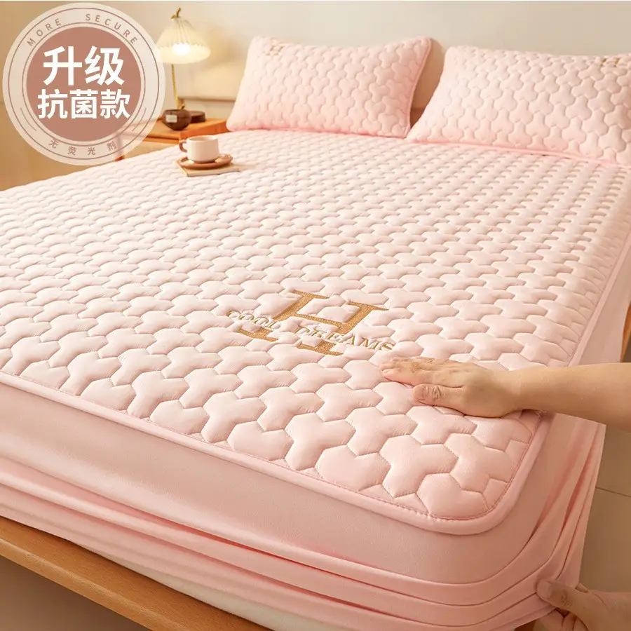 Cross-Border Quilted Waterproof Fitted Sheet Single Piece Thickened Bed Cover Set All-Inclusive Bed Cover Pure Bed Three-Piece Set Mattress Protector