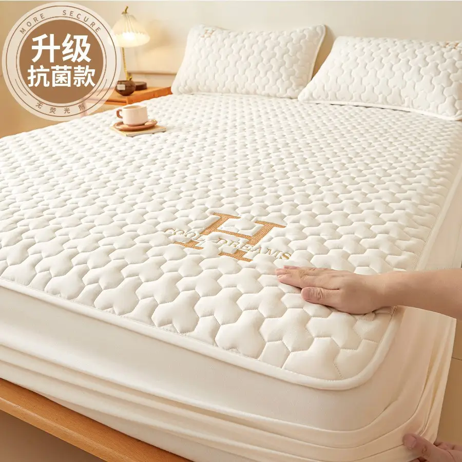 Cross-Border Quilted Waterproof Fitted Sheet Single Piece Thickened Bed Cover Set All-Inclusive Bed Cover Pure Bed Three-Piece Set Mattress Protector