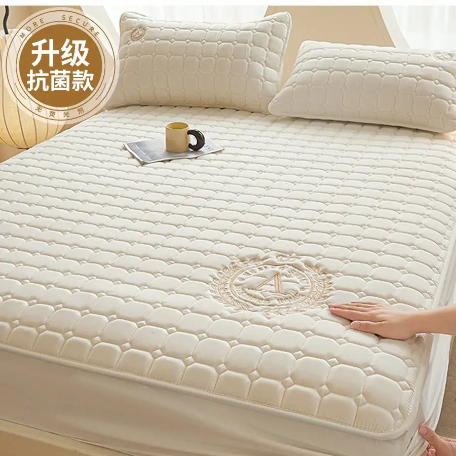Cross-Border Quilted Waterproof Fitted Sheet Single Piece Thickened Bed Cover Set All-Inclusive Bed Cover Pure Bed Three-Piece Set Mattress Protector