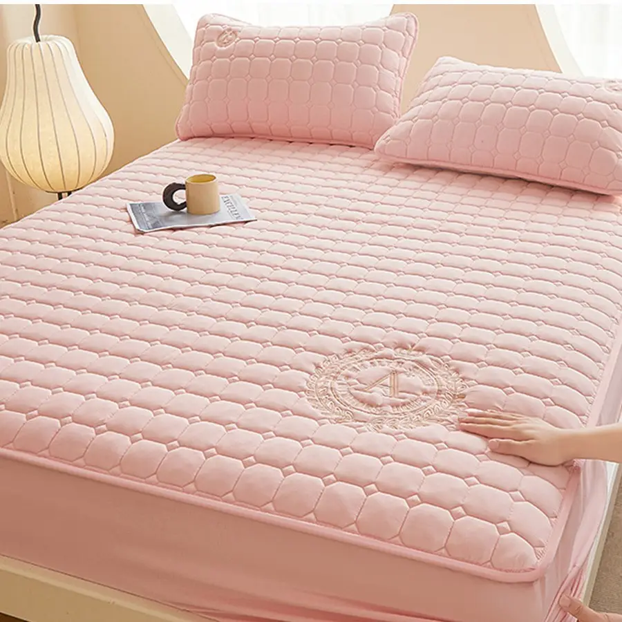 Cross-Border Quilted Waterproof Fitted Sheet Single Piece Thickened Bed Cover Set All-Inclusive Bed Cover Pure Bed Three-Piece Set Mattress Protector