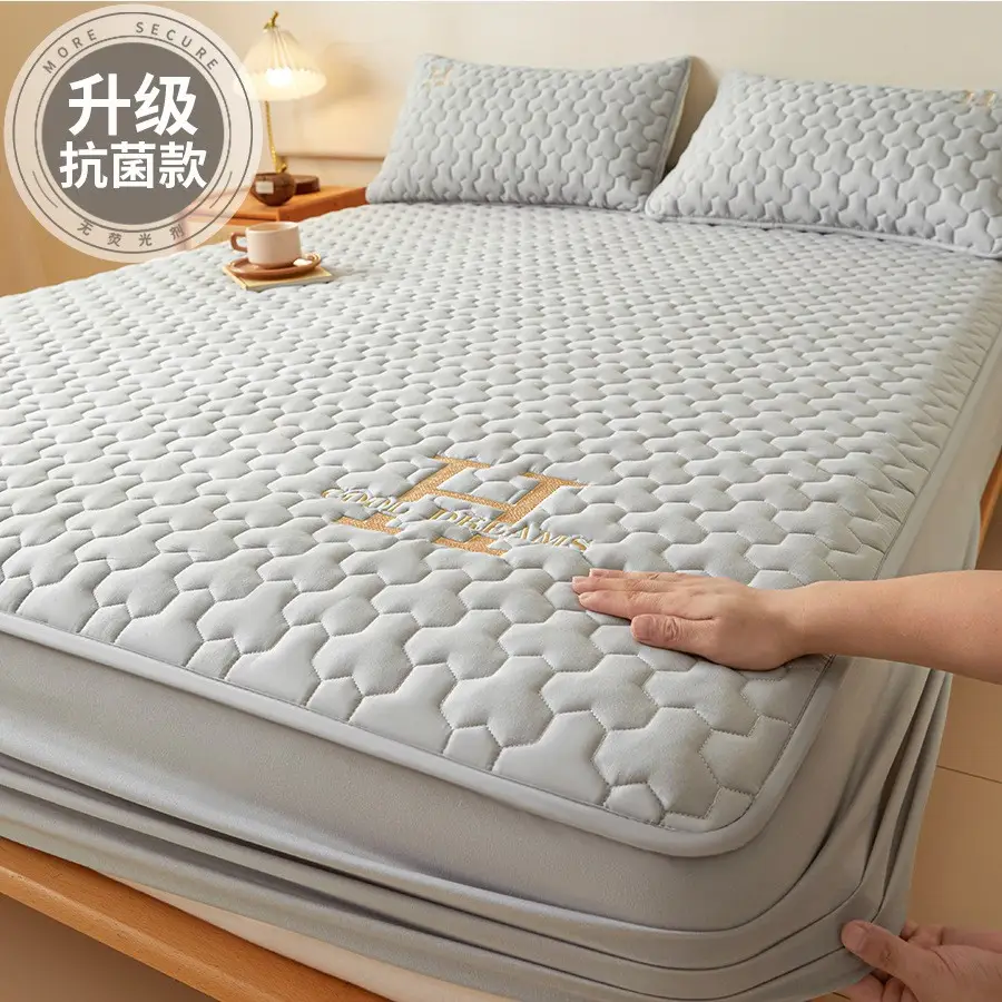 Cross-Border Quilted Waterproof Fitted Sheet Single Piece Thickened Bed Cover Set All-Inclusive Bed Cover Pure Bed Three-Piece Set Mattress Protector