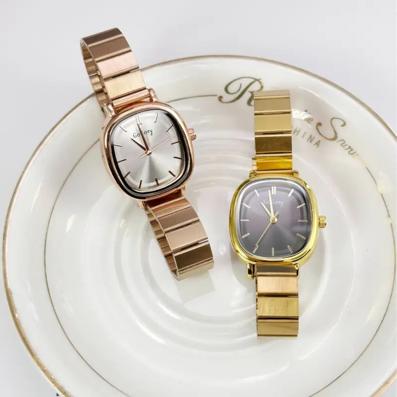 Gold Quartz Women's Watch with Bamboo Strap - Image 6