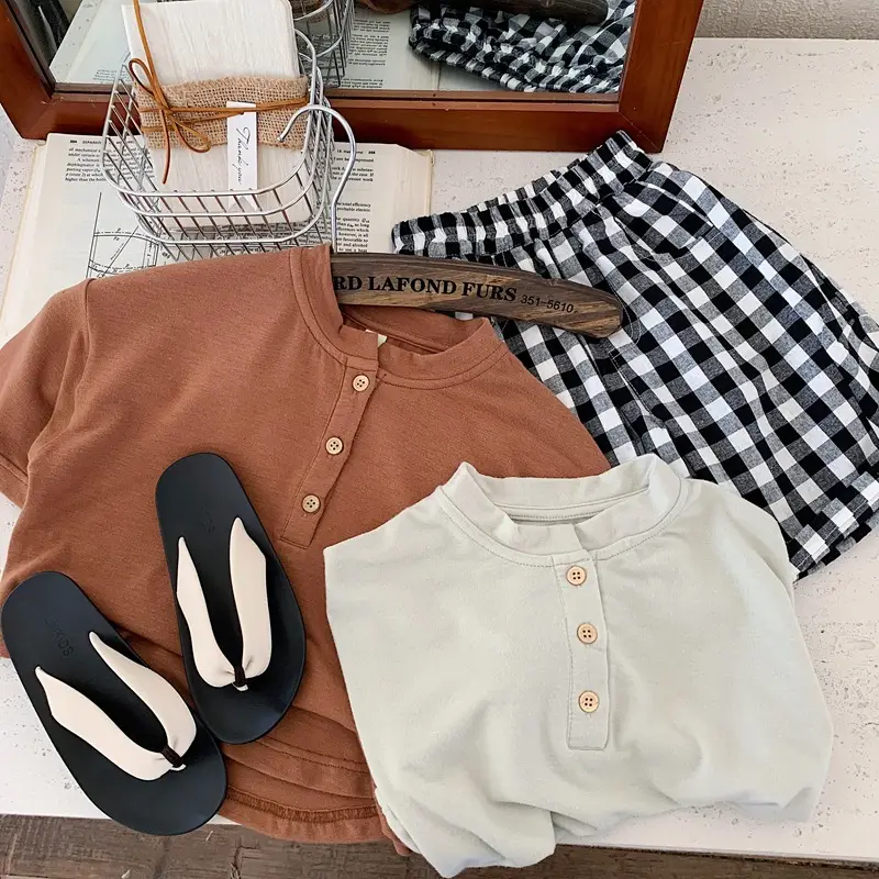 Boys Summer T-Shirt Stretch Korean Style White Brown — feature 3
