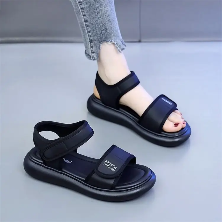 Women's White Velcro Sports Sandals Flat Summer - Image 5