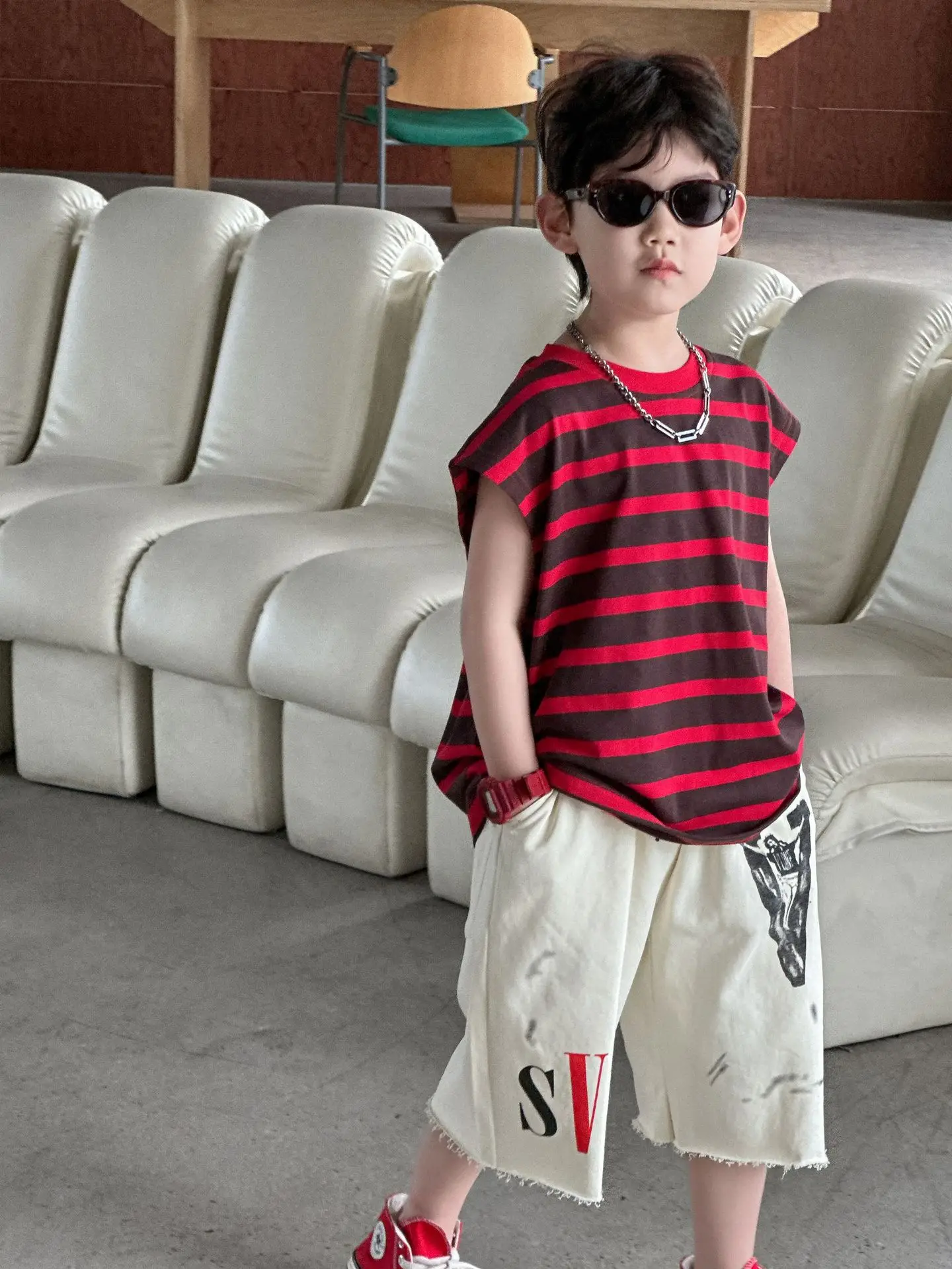 Summer Stripes T-Shirt Vest Sleeveless Vest 2025 Kids - Image 5