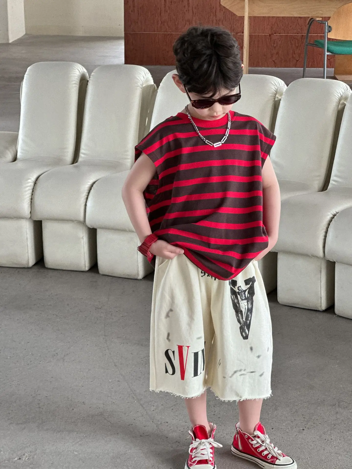 Summer Stripes T-Shirt Vest Sleeveless Vest 2025 Kids - Image 6