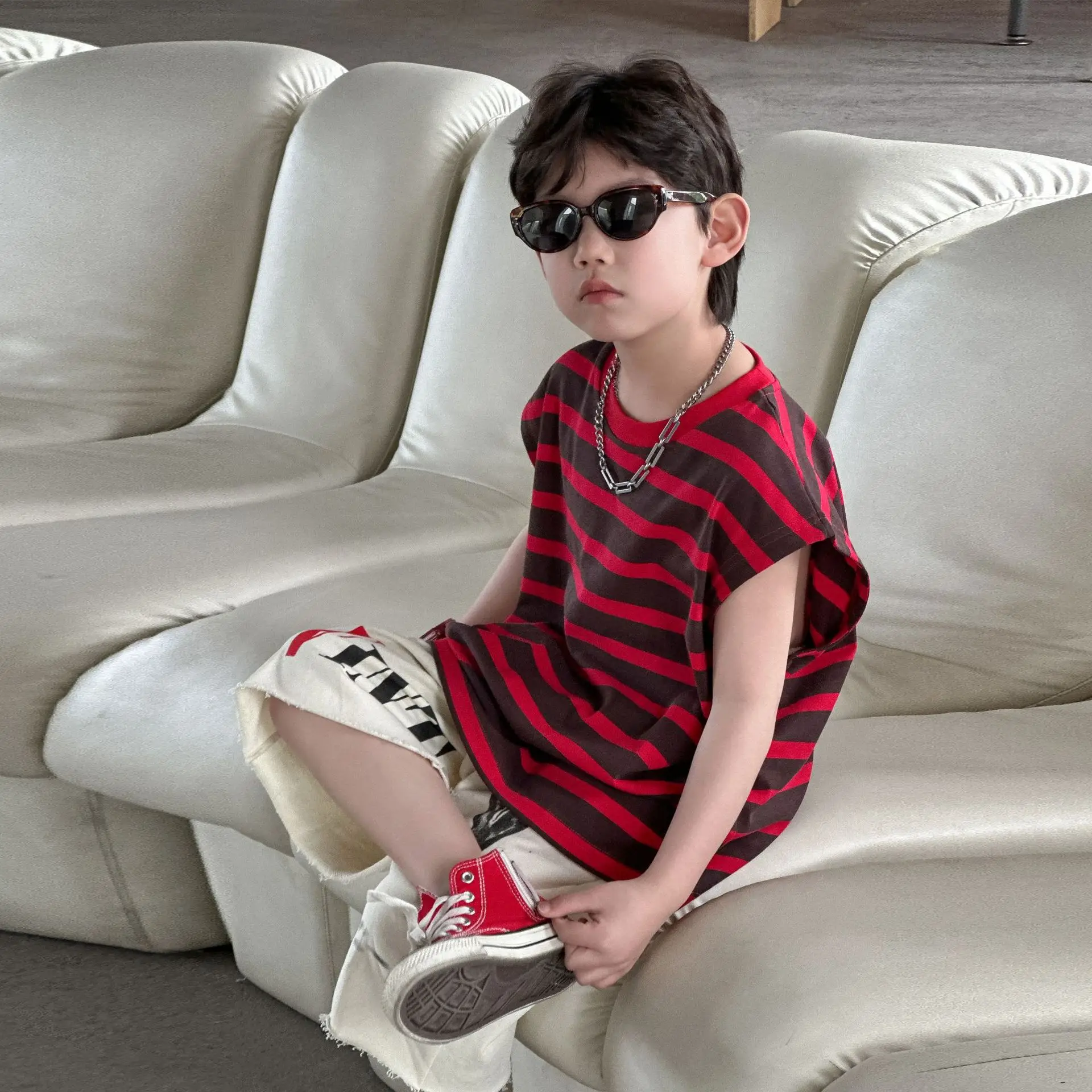 Summer Stripes T-Shirt Vest Sleeveless Vest 2025 Kids — feature 13