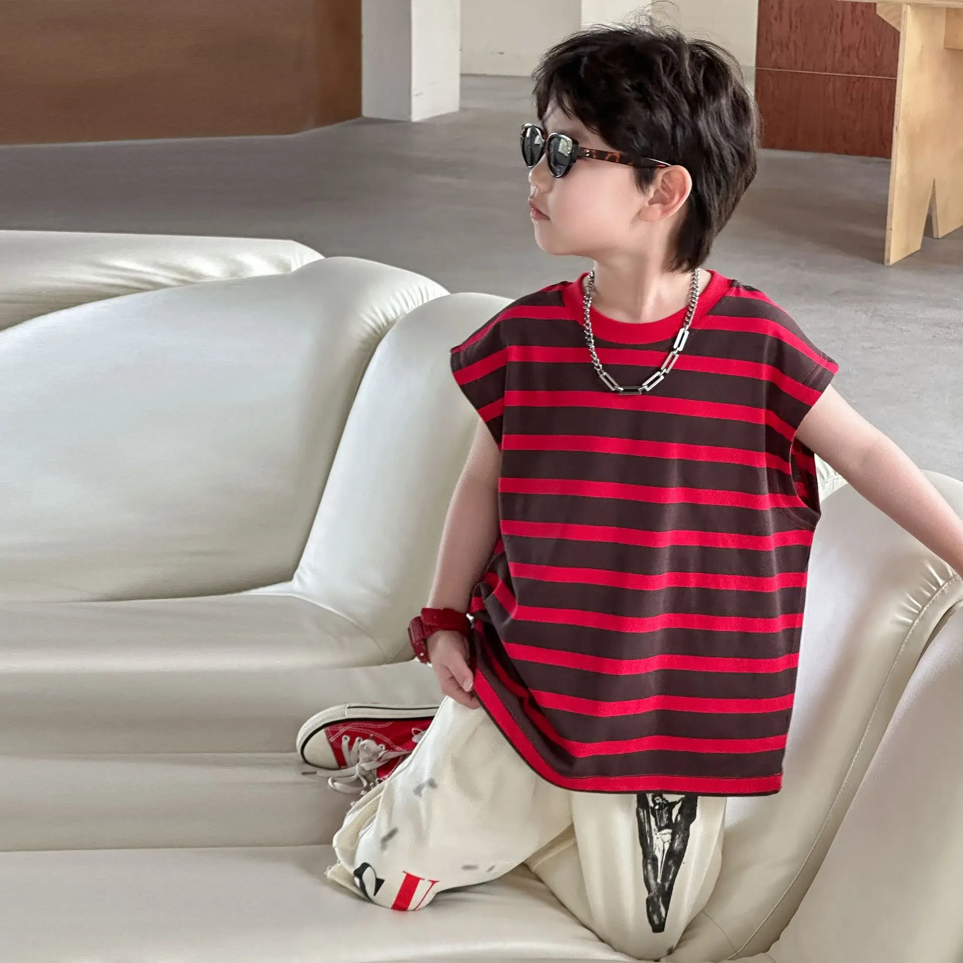 Summer Stripes T-Shirt Vest Sleeveless Vest 2025 Kids — feature 14