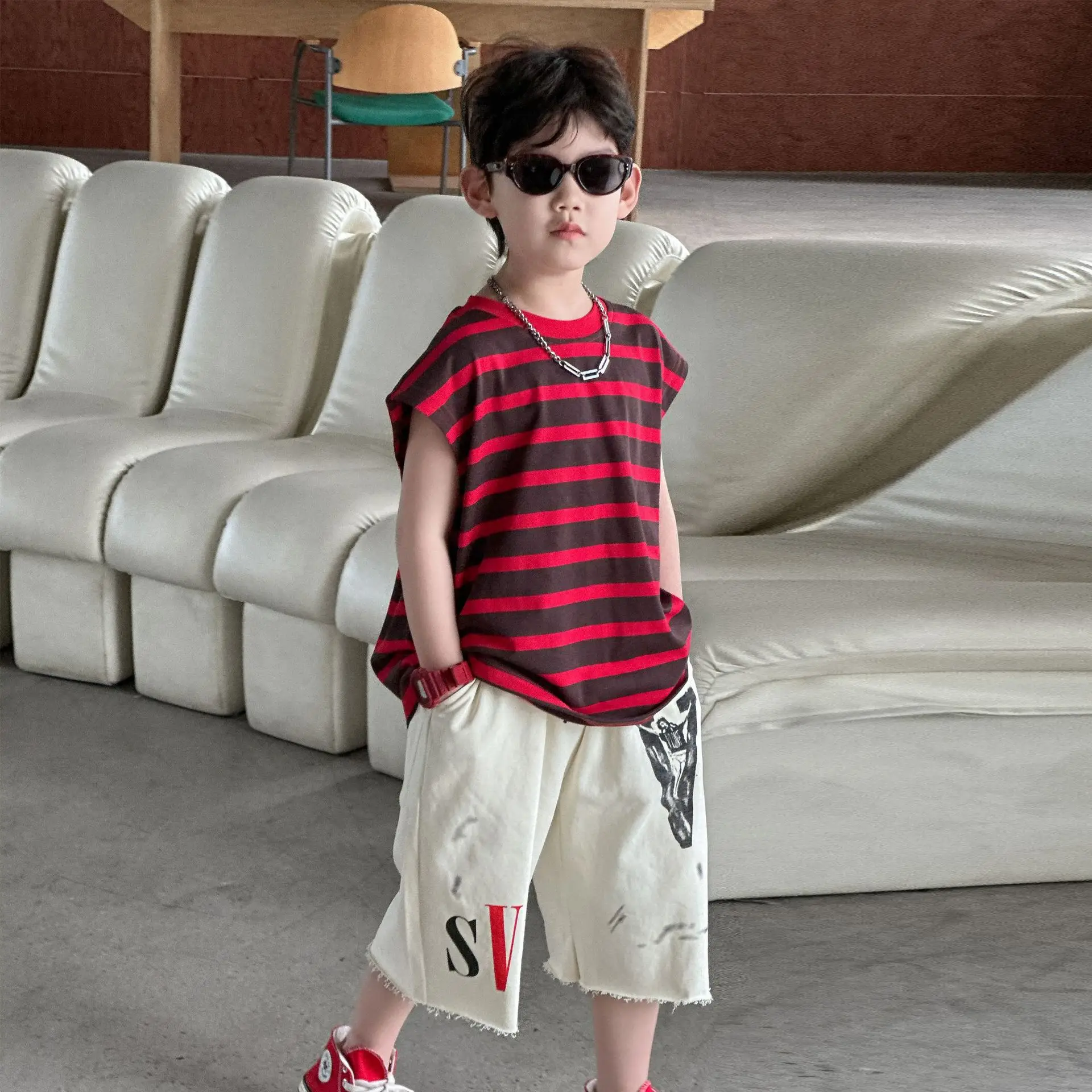 Summer Stripes T-Shirt Vest Sleeveless Vest 2025 Kids — feature 15