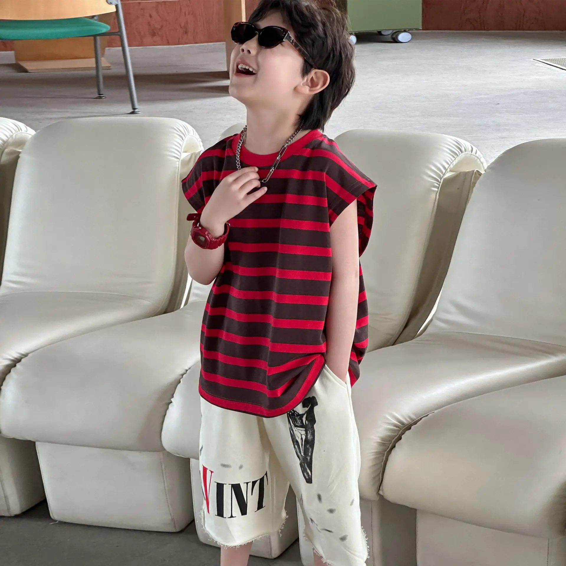 Summer Stripes T-Shirt Vest Sleeveless Vest 2025 Kids — feature 19