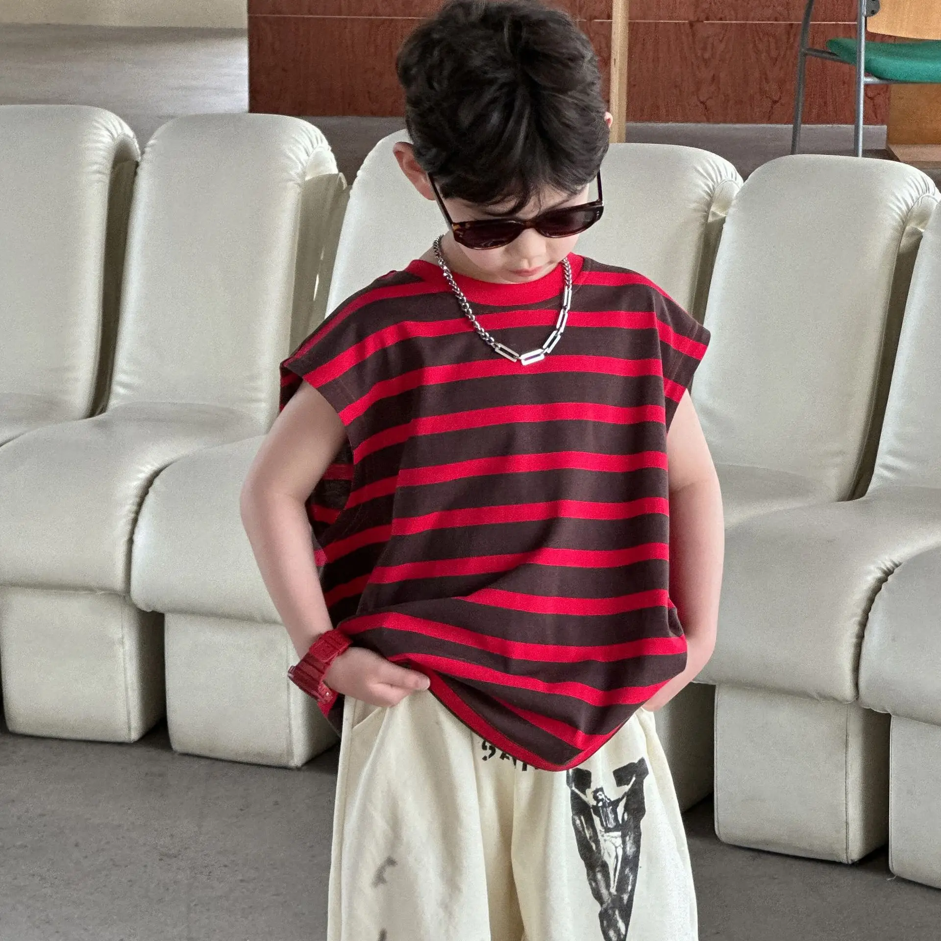 Summer Stripes T-Shirt Vest Sleeveless Vest 2025 Kids — feature 20
