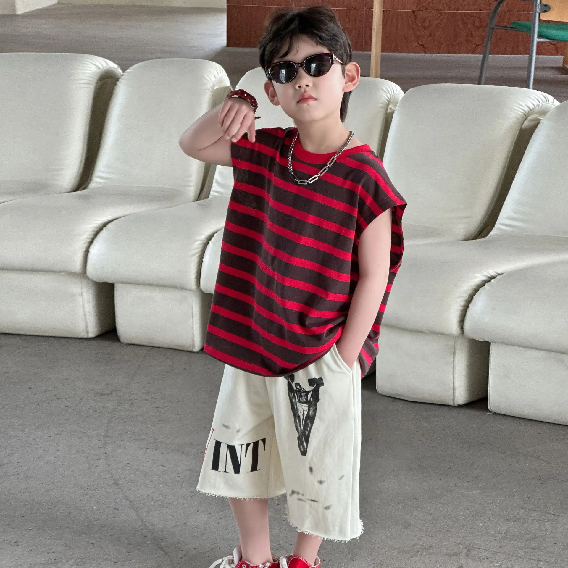 Summer Stripes T-Shirt Vest Sleeveless Vest 2025 Kids — feature 3