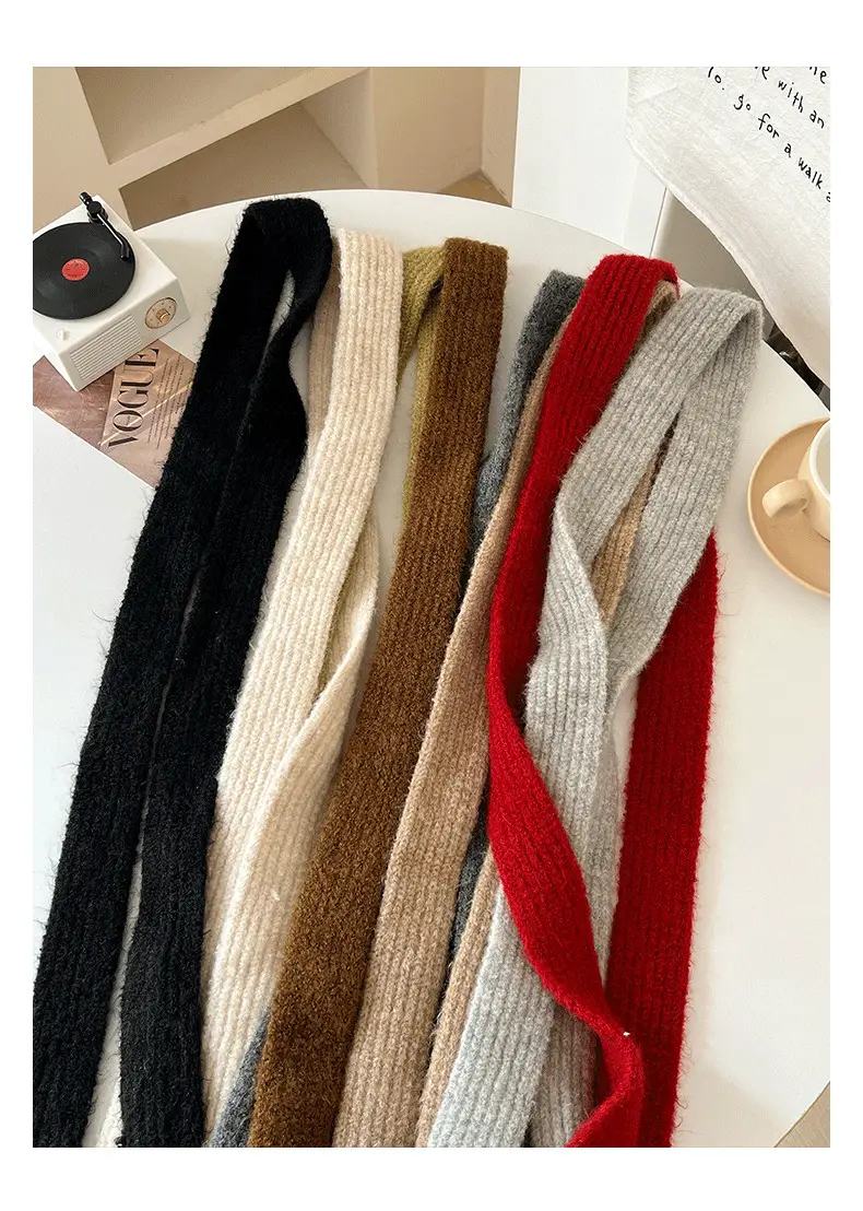 Warm Wool Scarf Black Belt Decor Winter Autumn — feature 10