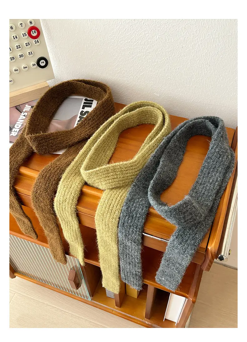 Warm Wool Scarf Black Belt Decor Winter Autumn — feature 11