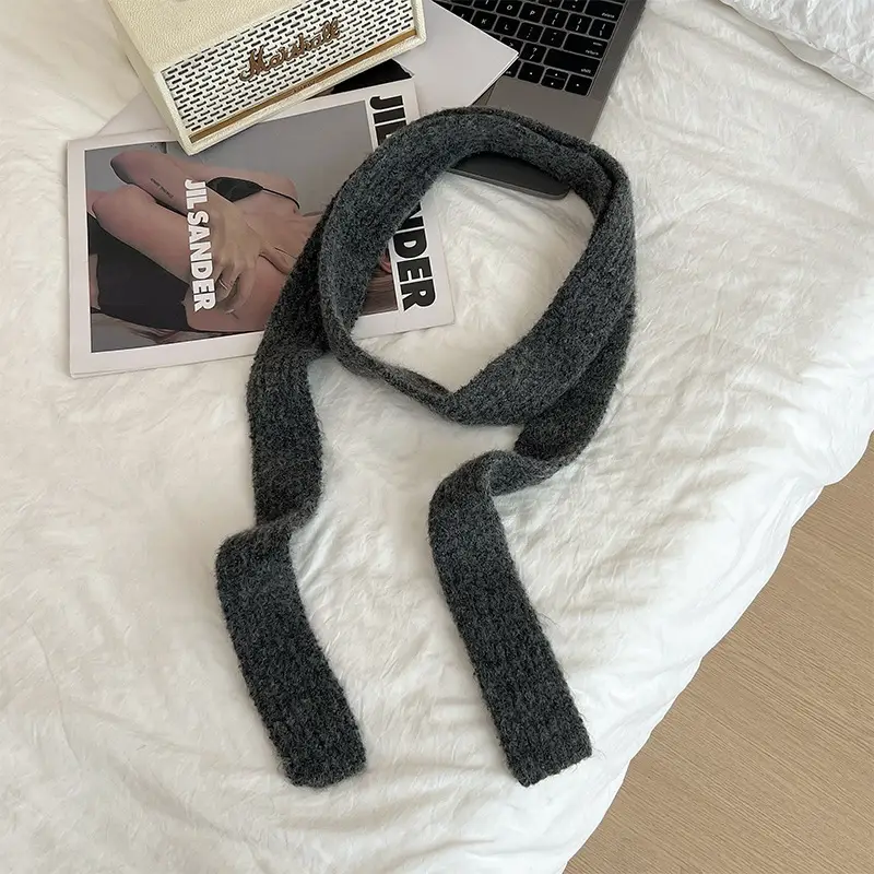 Warm Wool Scarf Black Belt Decor Winter Autumn — feature 12