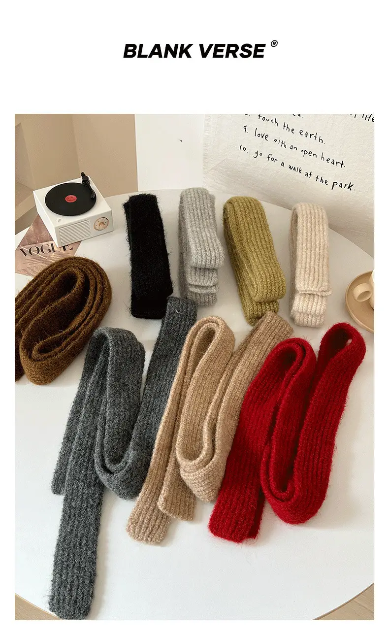 Warm Wool Scarf Black Belt Decor Winter Autumn — feature 3