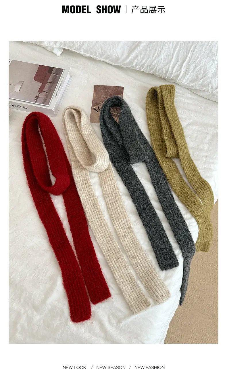 Warm Wool Scarf Black Belt Decor Winter Autumn — feature 5