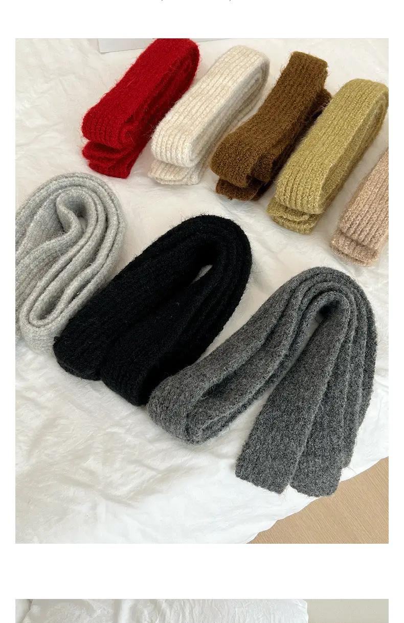 Warm Wool Scarf Black Belt Decor Winter Autumn — feature 6