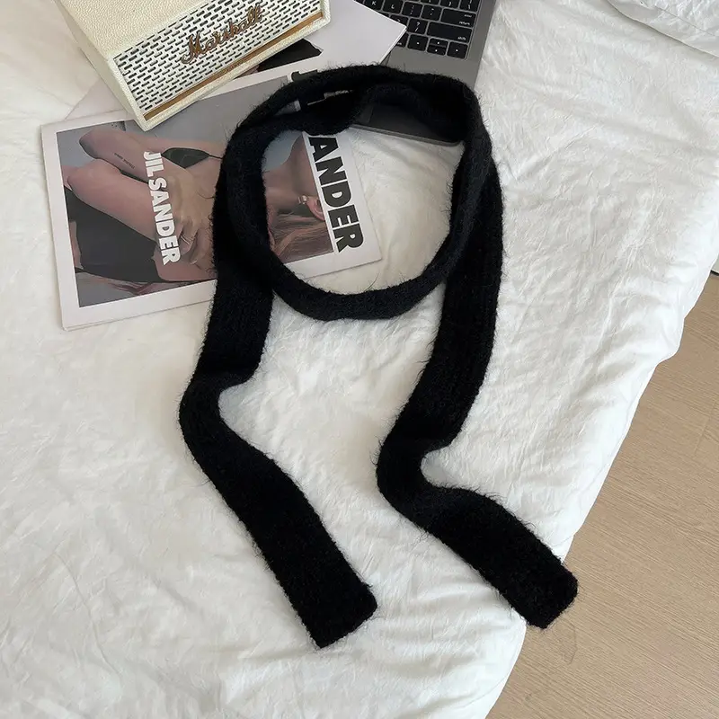 Warm Wool Scarf Black Belt Decor Winter Autumn - Image 3