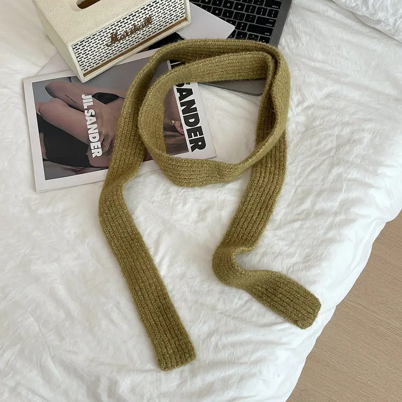 Warm Wool Scarf Black Belt Decor Winter Autumn - Image 5