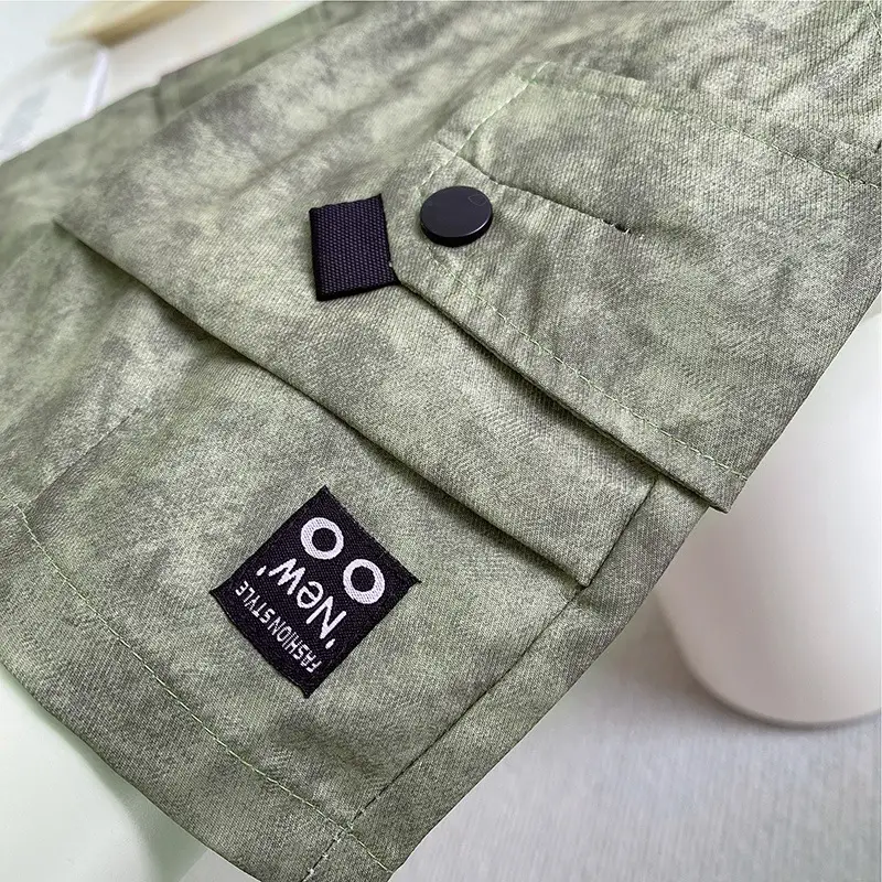 Boys Cotton Printed Shorts Set White Brown — feature 15