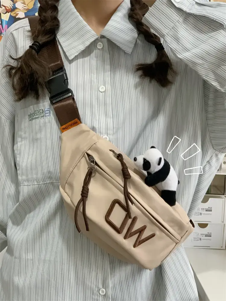 Women's White Letter Crossbody Bag with Drawstring Closure — feature 19