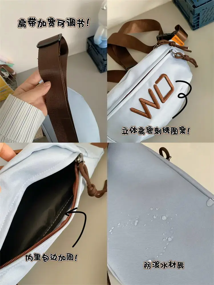 Women's White Letter Crossbody Bag with Drawstring Closure — feature 24