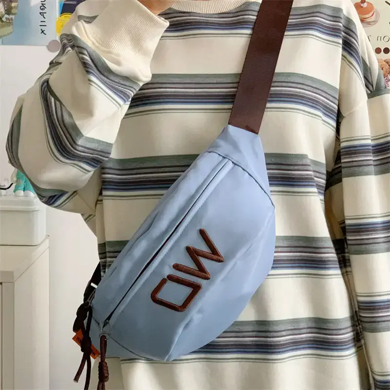 Women's White Letter Crossbody Bag with Drawstring Closure - Image 3