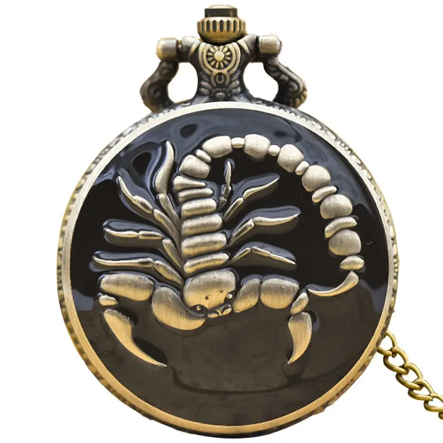 Retro Large Pocket Watch Black Scorpion Design - Image 4