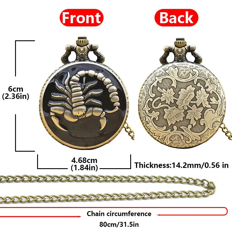 Retro Large Pocket Watch Black Scorpion Design — feature 7