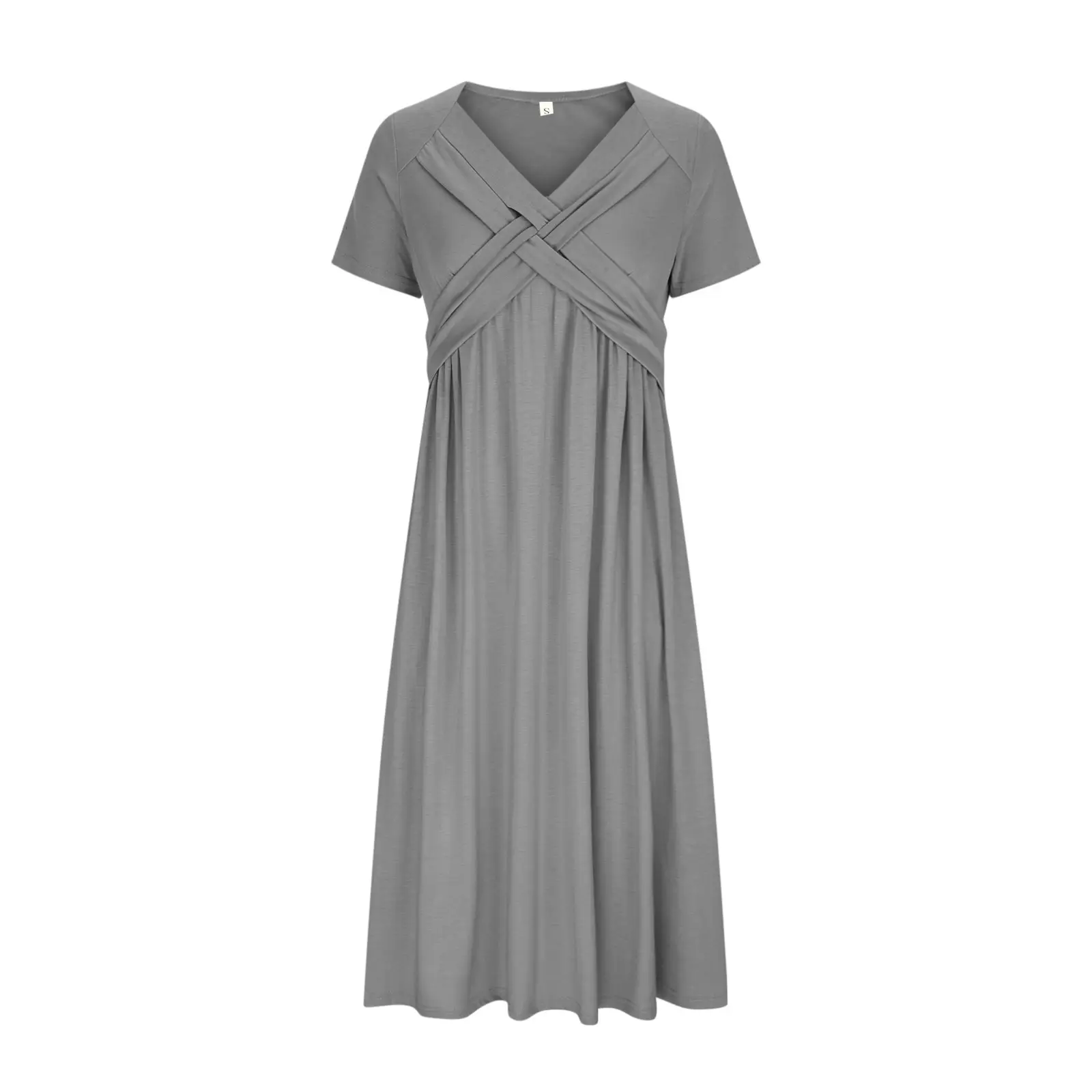 2025 Short Sleeve V-Neck Dress Pink — feature 12