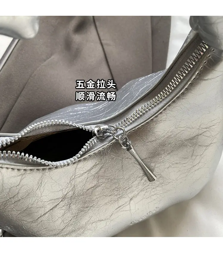 White Pleated Shoulder Bag with Chain Strap for Women — feature 6