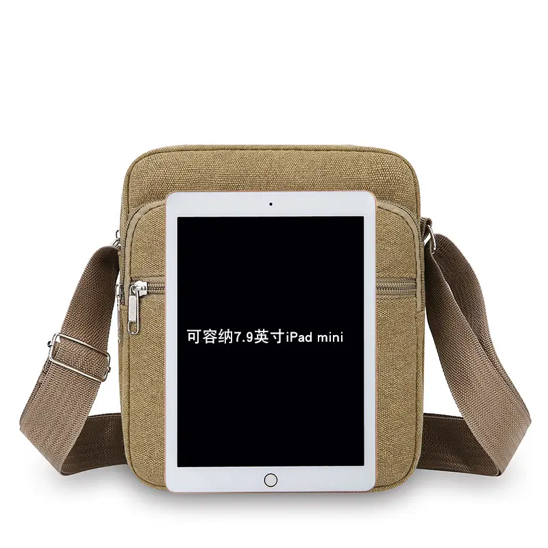 Multi-layer Canvas Business Bag for Women Men Brown - Image 15