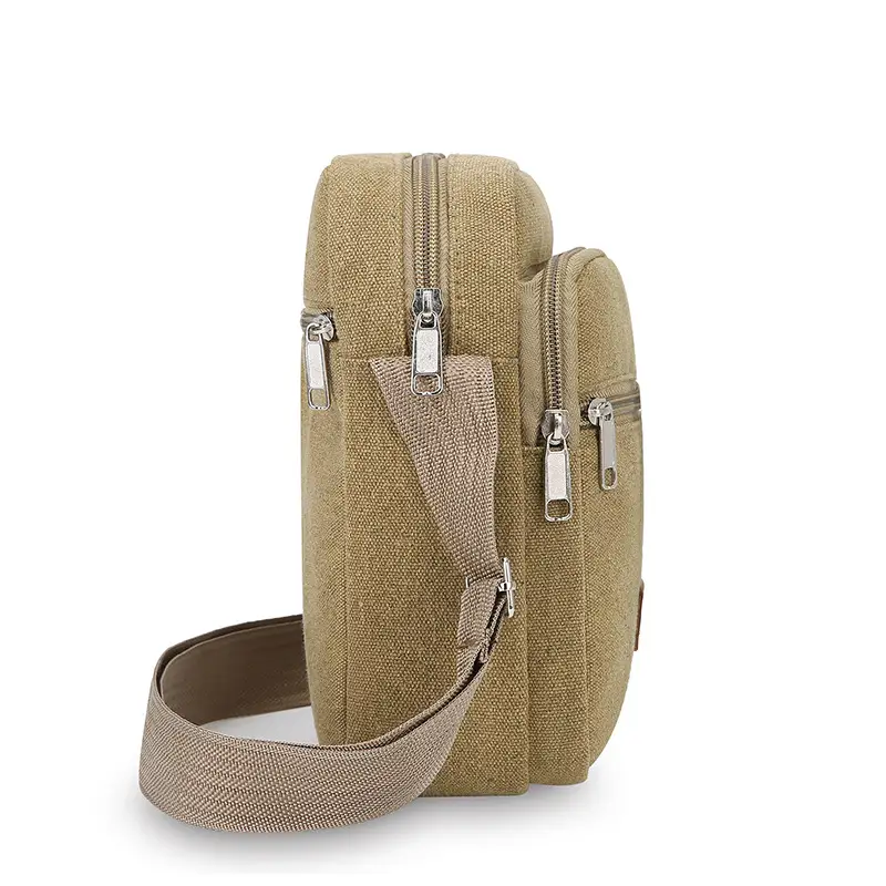 Multi-layer Canvas Business Bag for Women Men Brown - Image 16