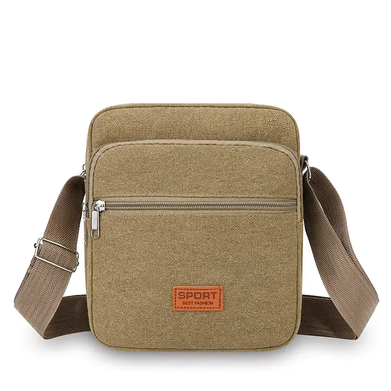 Multi-layer Canvas Business Bag for Women Men Brown - Image 17