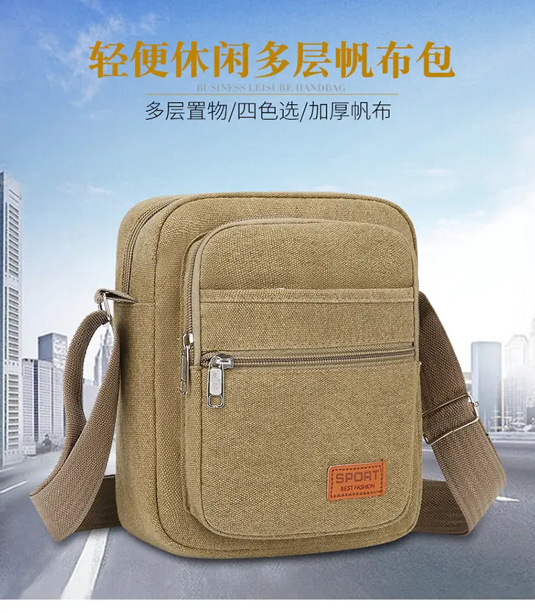 Multi-layer Canvas Business Bag for Women Men Brown — feature 1