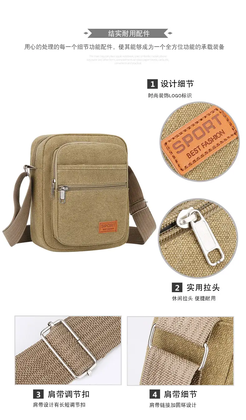 Multi-layer Canvas Business Bag for Women Men Brown — feature 5