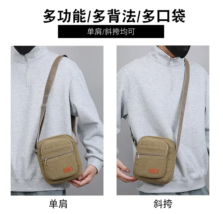 Multi-layer Canvas Business Bag for Women Men Brown — feature 6