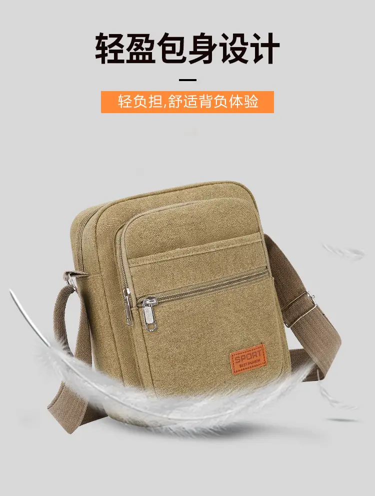 Multi-layer Canvas Business Bag for Women Men Brown — feature 7