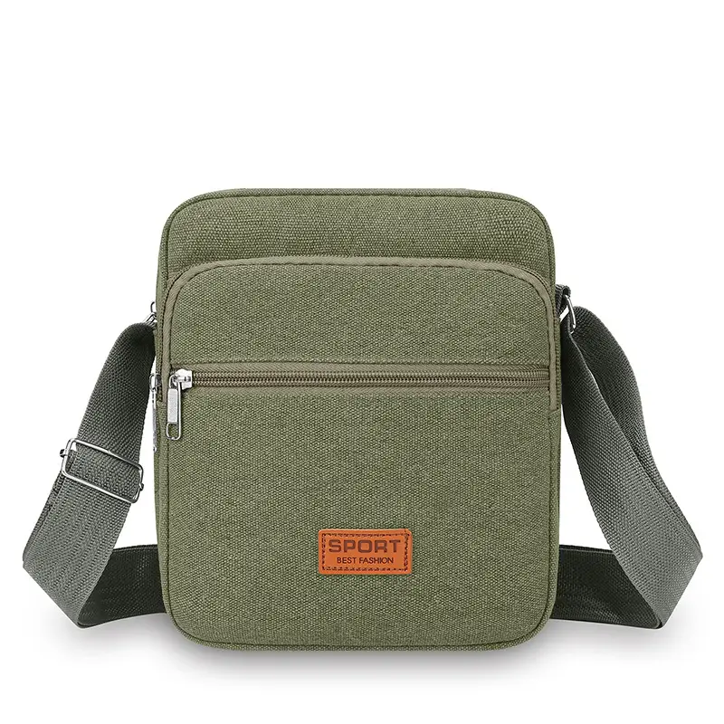 Multi-layer Canvas Business Bag for Women Men Brown - Image 4