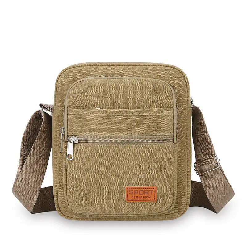 Multi-layer Canvas Business Bag for Women Men Brown - Image 6