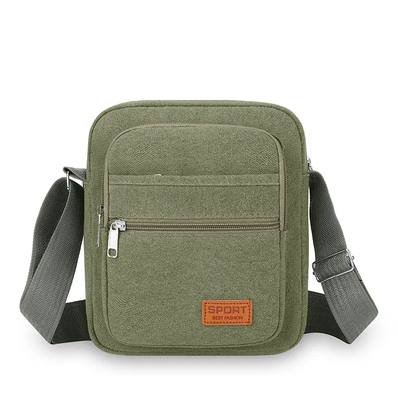 Multi-layer Canvas Business Bag for Women Men Brown - Image 8